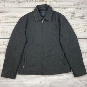 Banana‎ Republic Jacket Men's Medium Gray Wool Blend Pea Car Coat Full Zip